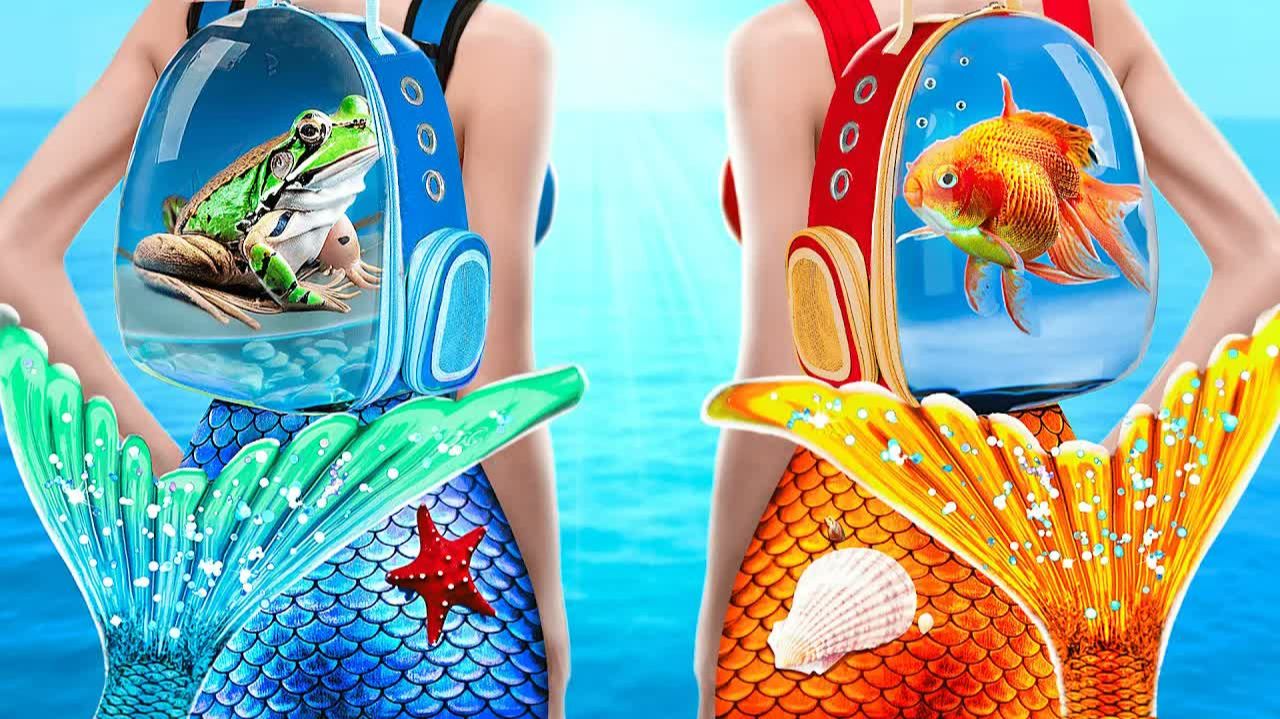 Русалка огонь против русалки воды! Мы построили аквариум для животных!