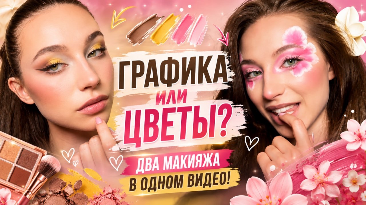 ГРАФИКА ИЛИ ЦВЕТЫ? Два макияжа в одном видео!