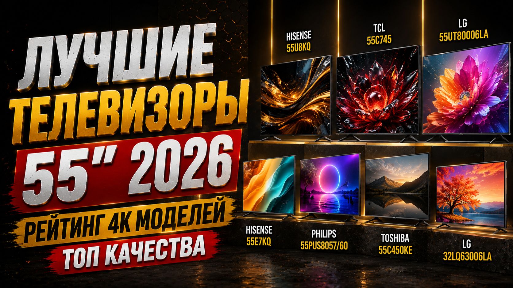 ТОП-5 лучших телевизоров 55 дюймов 4K — рейтинг 2026