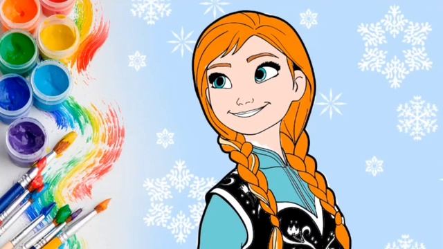 Раскраска АННАХолодное сердцеУчим цветаУрок рисования для детей