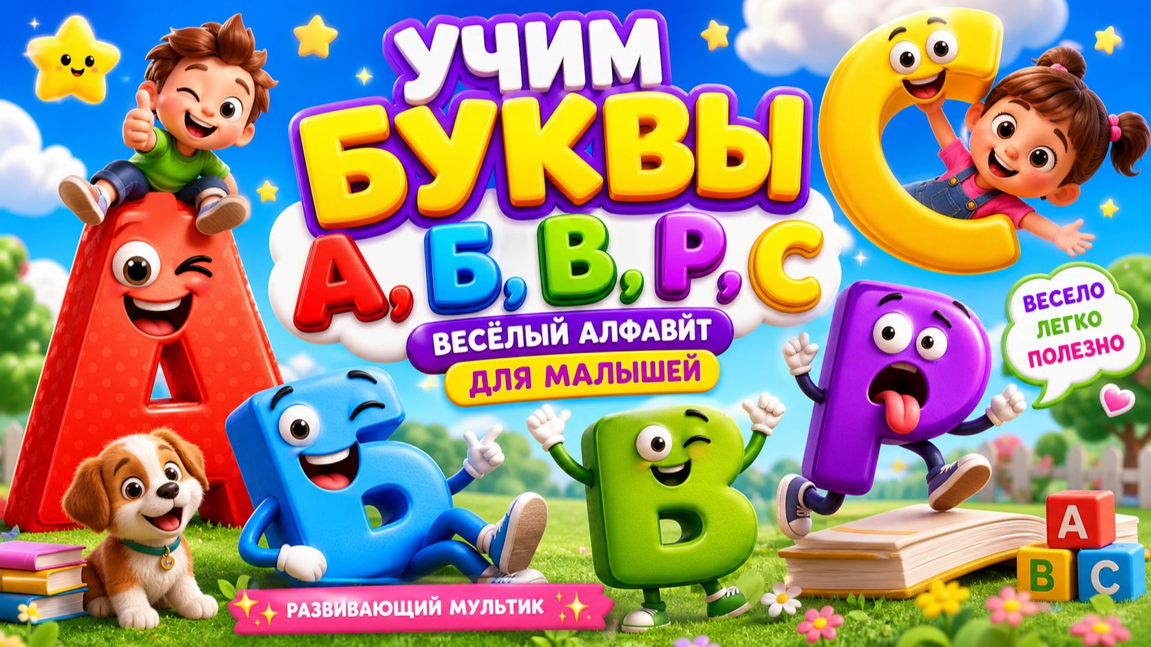  Учим буквы А Б В Р С  весёлый алфавит для малышей  Развивающий мультик 