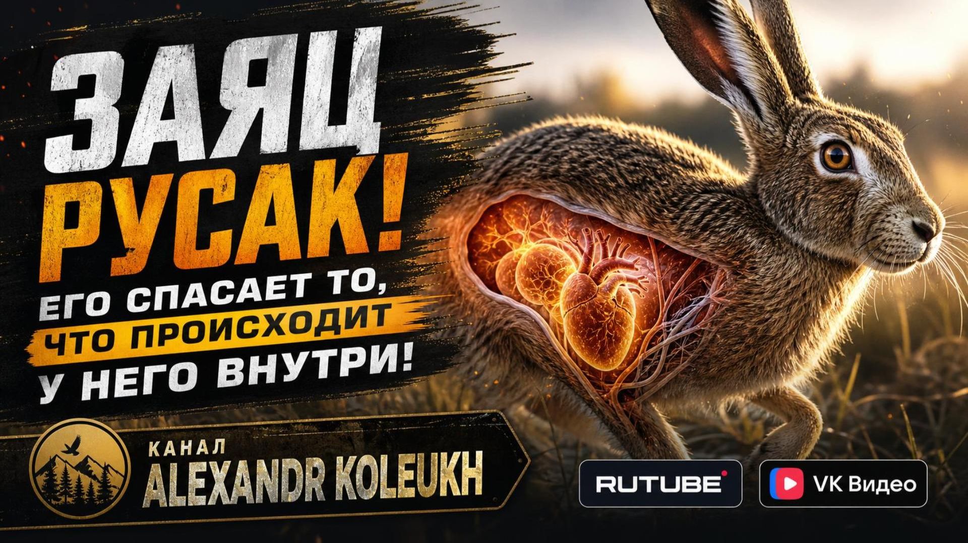 Заяц-русак! 70 км ч его не спасают. Спасает то, что происходит у него внутри!