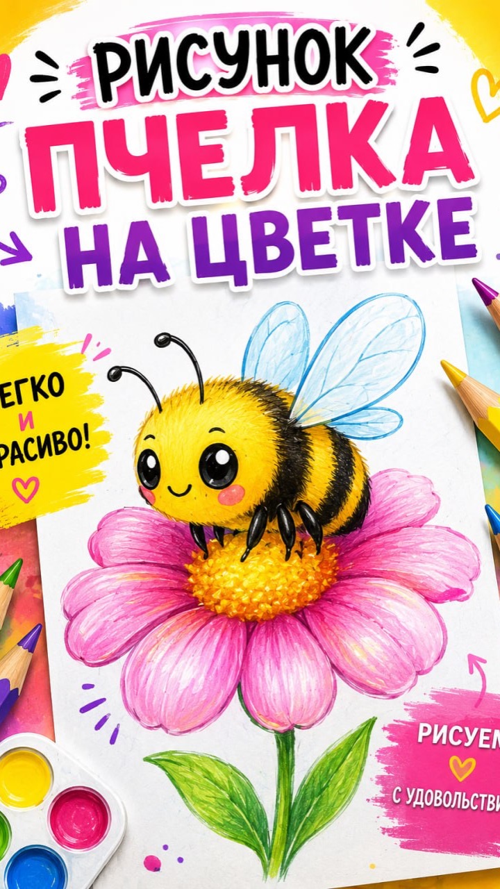 Рисунок. Пчелка на цветке