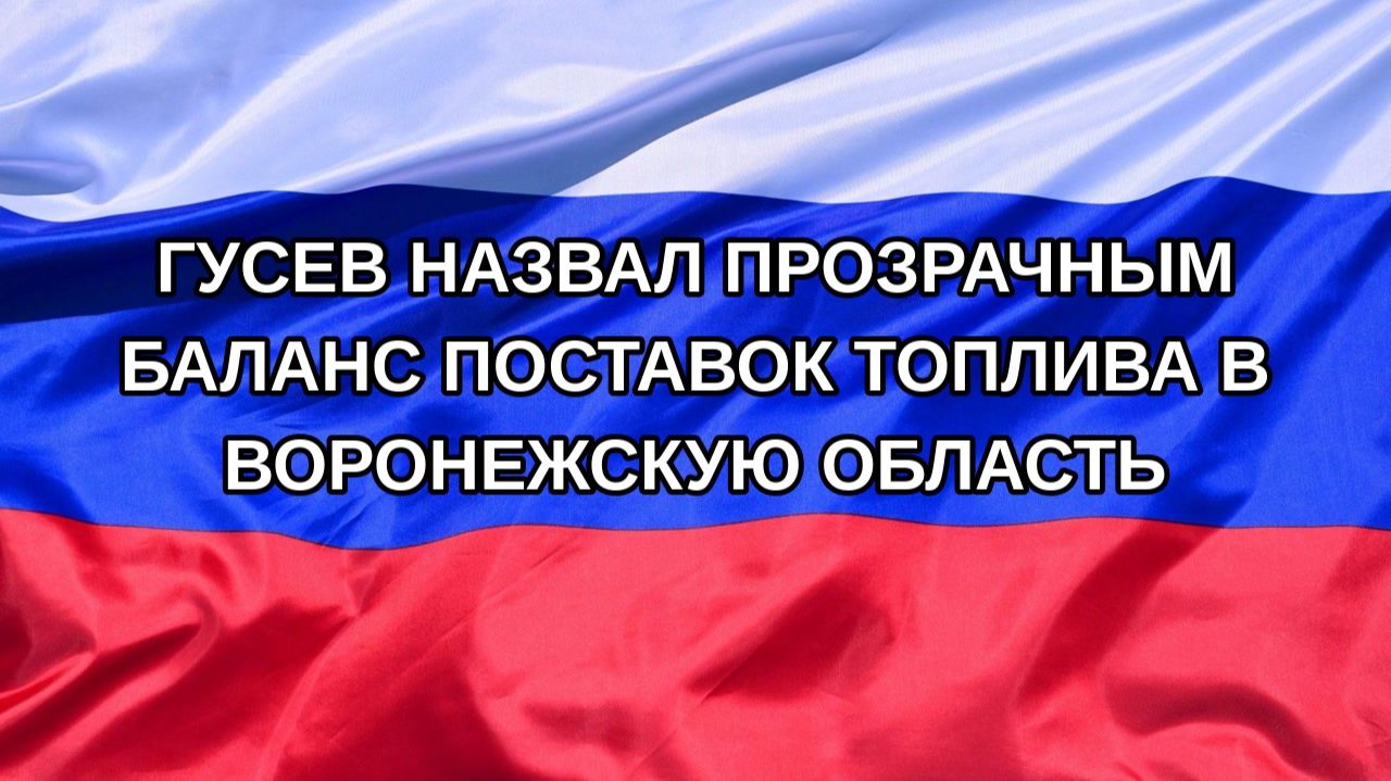 |Н. РФ| Гусев назвал прозрачным баланс поставок топлива в Воронежскую область