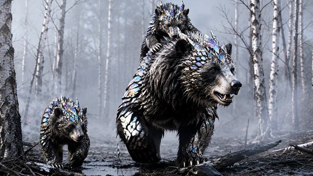 Медведица с детёнышами