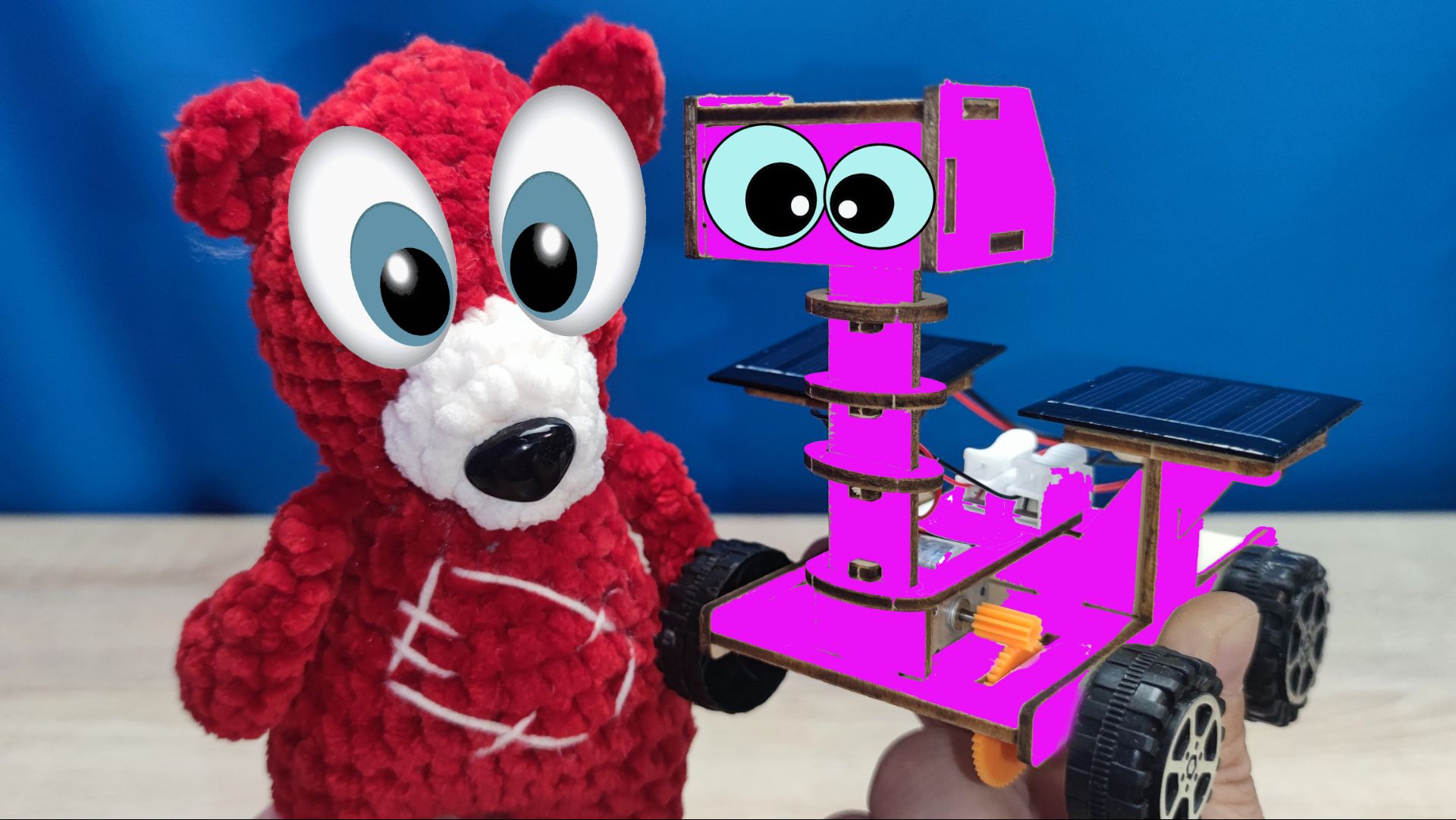 Робот марсоход. Медведь Костя. Игрушки для детей. Конструктор