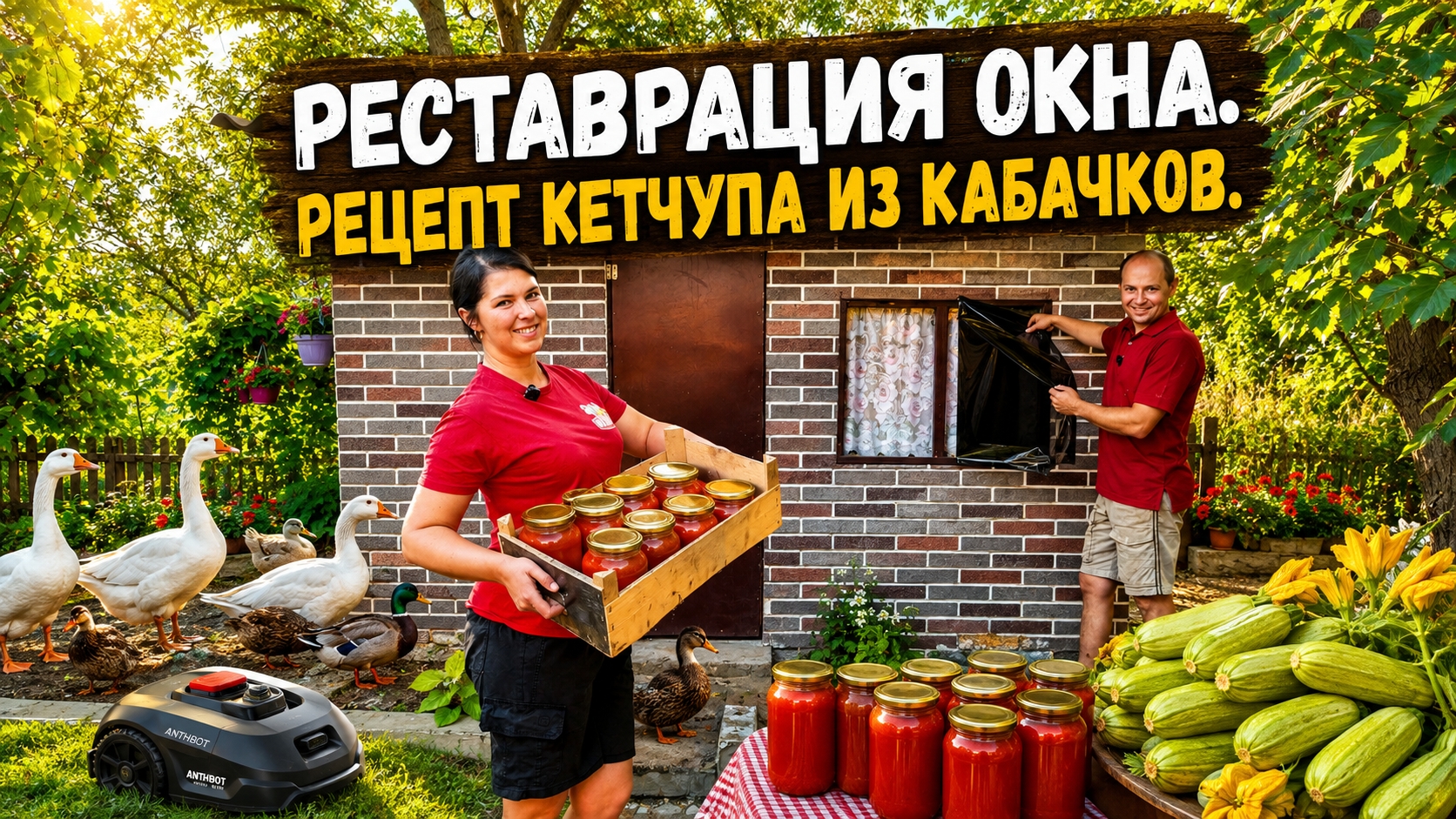 🤩ВТОРАЯ ЖИЗНЬ СТАРЫМ ОКНАМ. ВКУСНЫЙ РЕЦЕПТ КЕТЧУПА ИЗ КАБАЧКОВ. РЕМОНТ ДОМА. СТЕЛЛАЖ СВОИМИ РУКАМИ
