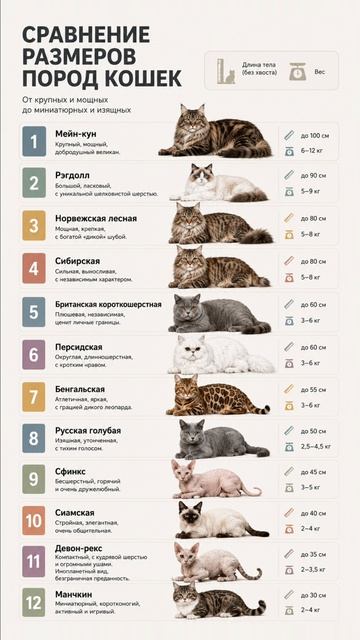 Размеры пород кошек. #кот #кошка #животные #пуршат