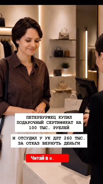 Петербуржец купил подарочный сертификат на 100 тыс. Рублей и отсудил у УК ДЛТ 260 тыс .