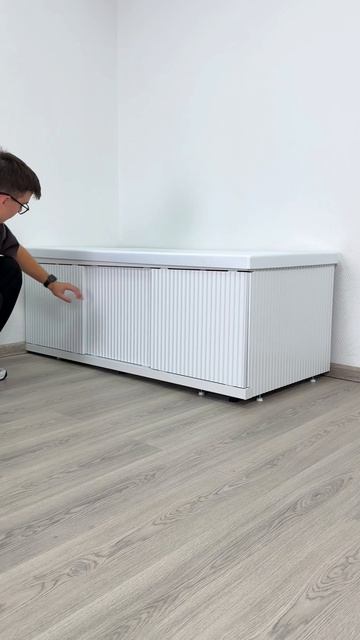 Экран под ванну Альт 150 белый с фрезеровкой, из МДФ, раздвижной