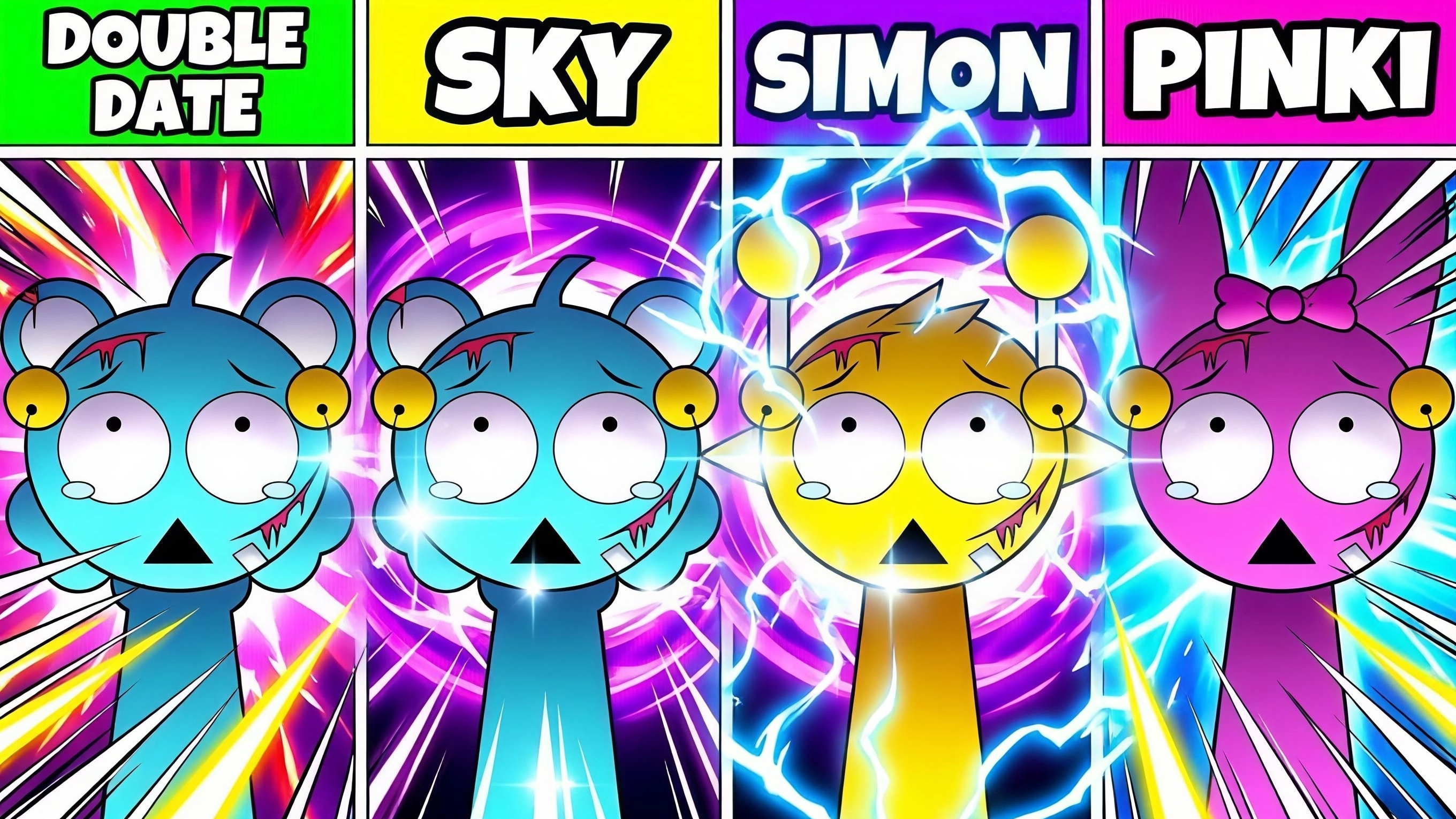 спрунки Sprunki но Durple, Funbot, Wenda, Cky, Simon и Pinki повторяют 🔁 за Double Date 🔥
