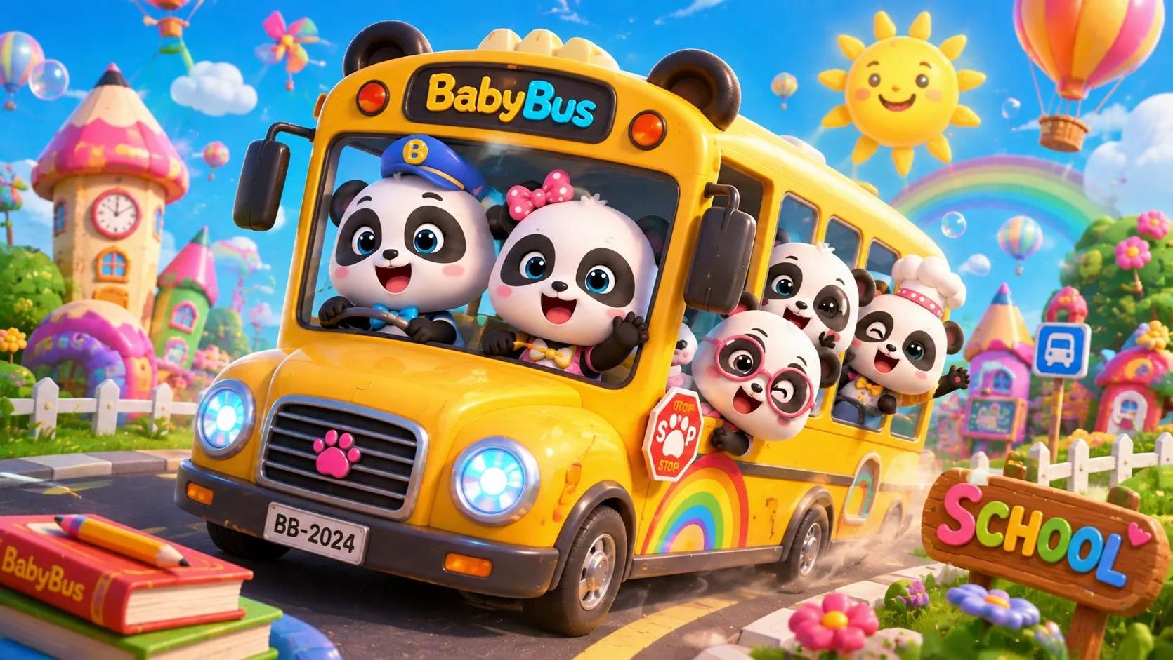 «Школьный автобус малышки панды» Игры для детей.