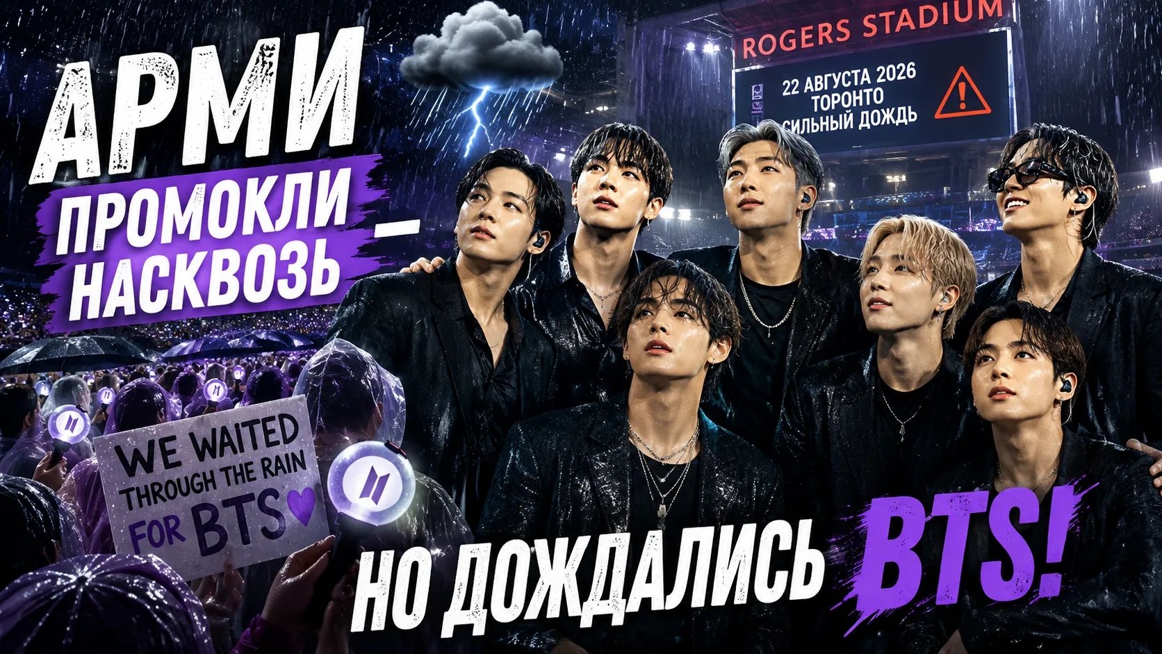 🌧️ АРМИ стояли под ливнем ради BTS — концерт в Торонто оказался под угрозой!