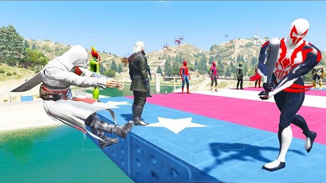 Сборник GTA 5 Человек-Паук против супергероев с бейсбольной битой и тряпичной куклой! Физика Эйфории