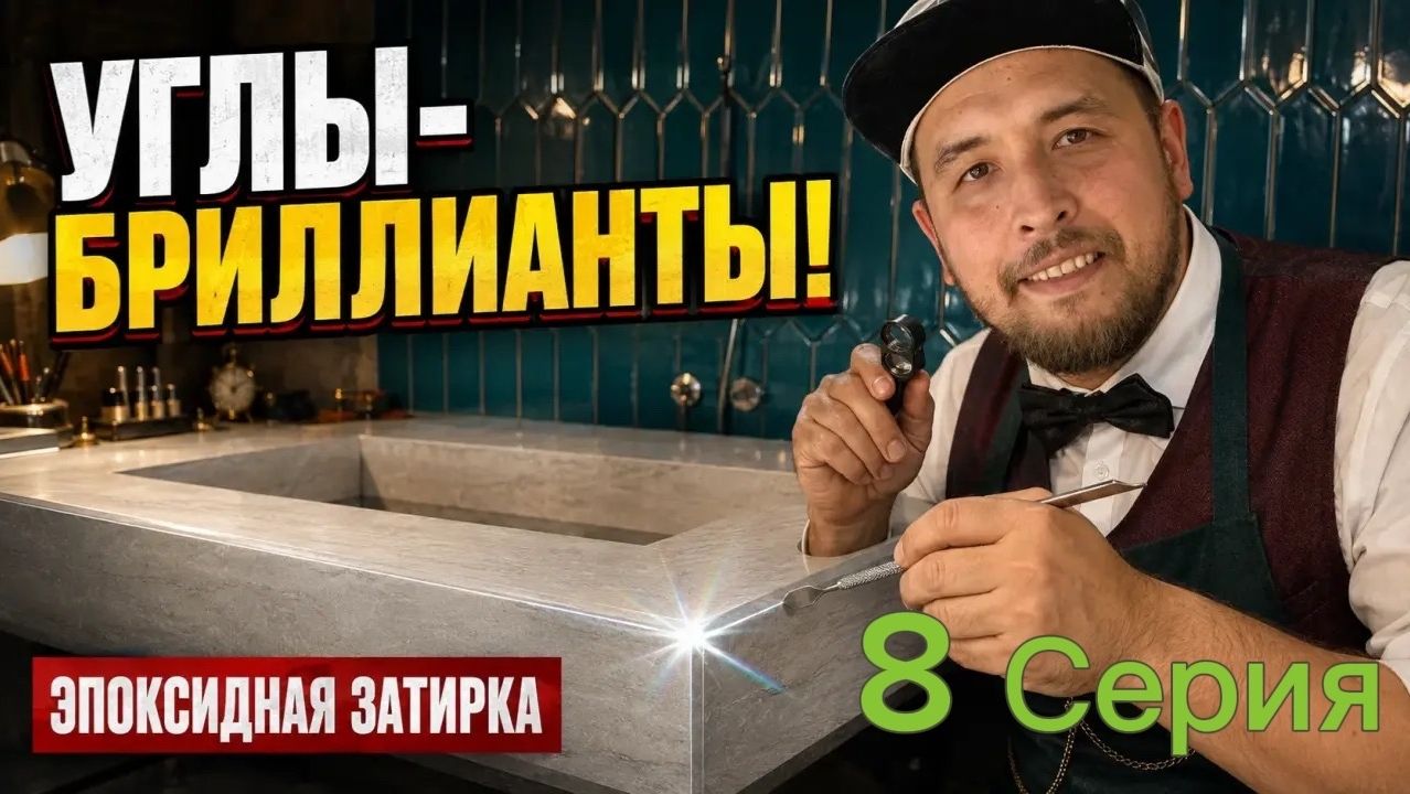 Затираем раковину из керамогранита эпоксидом! Формируем внешние углы эпоксидом!