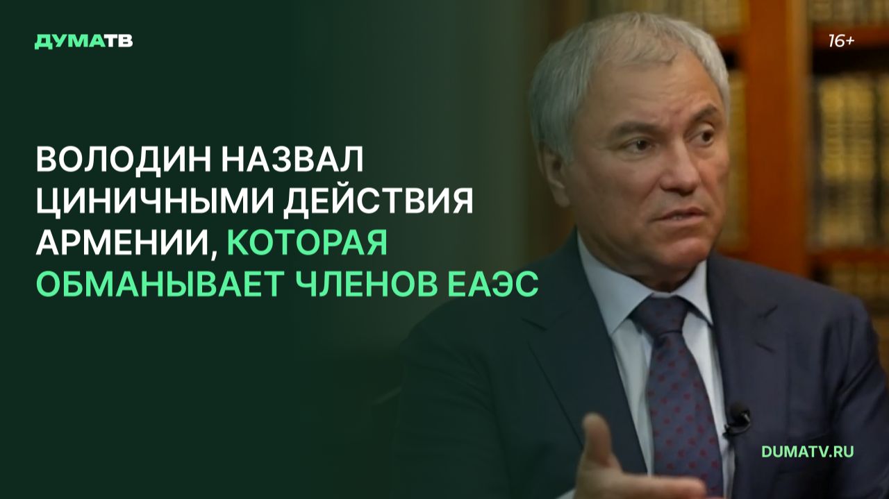 Володин назвал циничными действия Армении, которая обманывает членов ЕАЭС