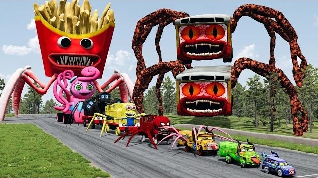 ВСЕ МОНСТРЫ. Машины против безумного спуска с Potato Monter Eater и BUS EATER