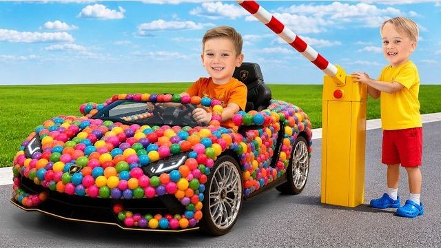Челлендж Машинки из конфет для детей! Весёлые приключения для детей