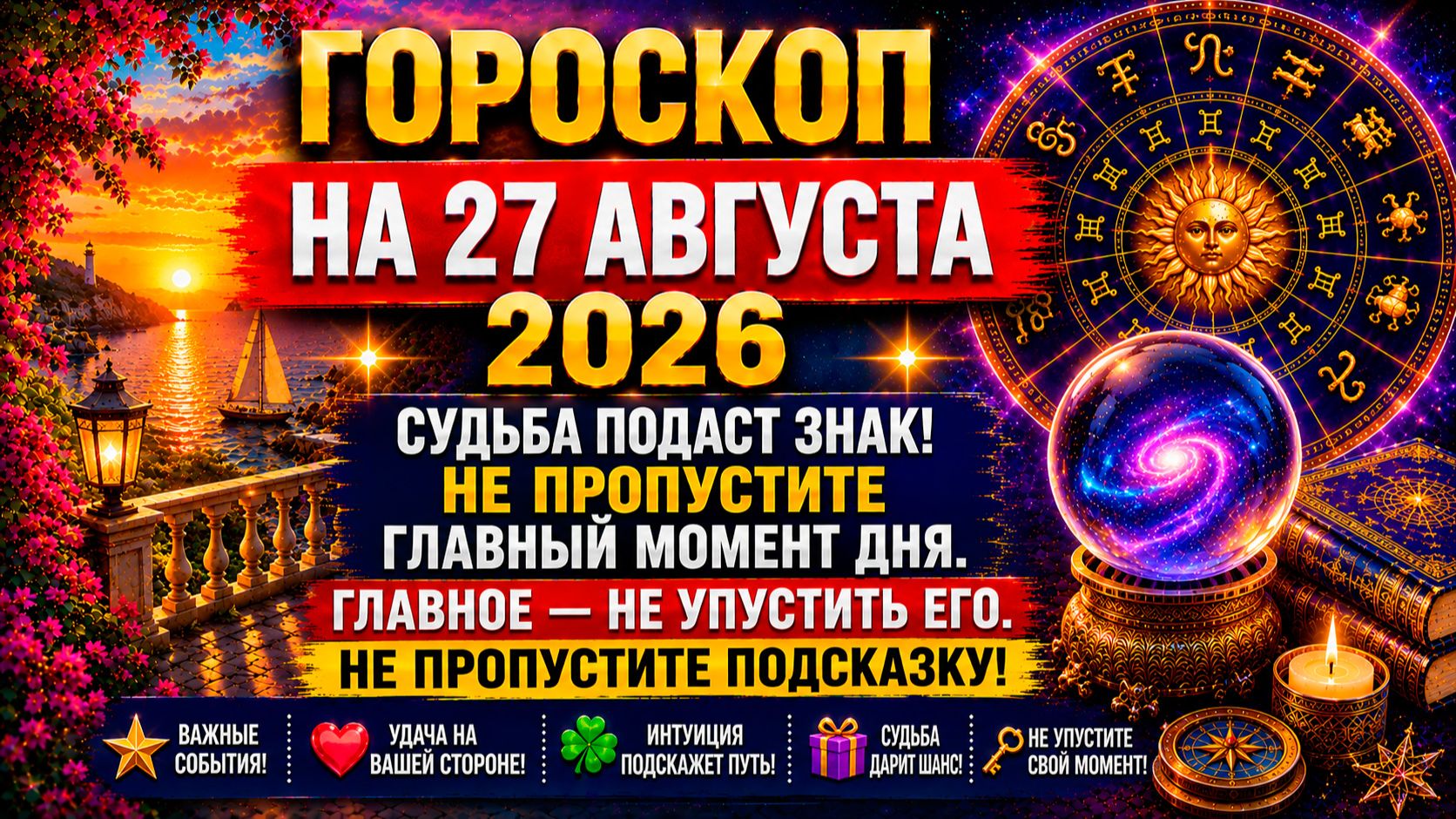 Гороскоп на 27 августа 2026 🔮 Судьба подаст знак! Не пропустите главный момент дня