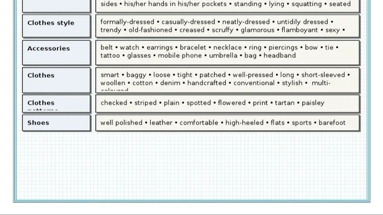 LESSON   REVISION  (TOPICS APPEARANCE AND CLOTHES)