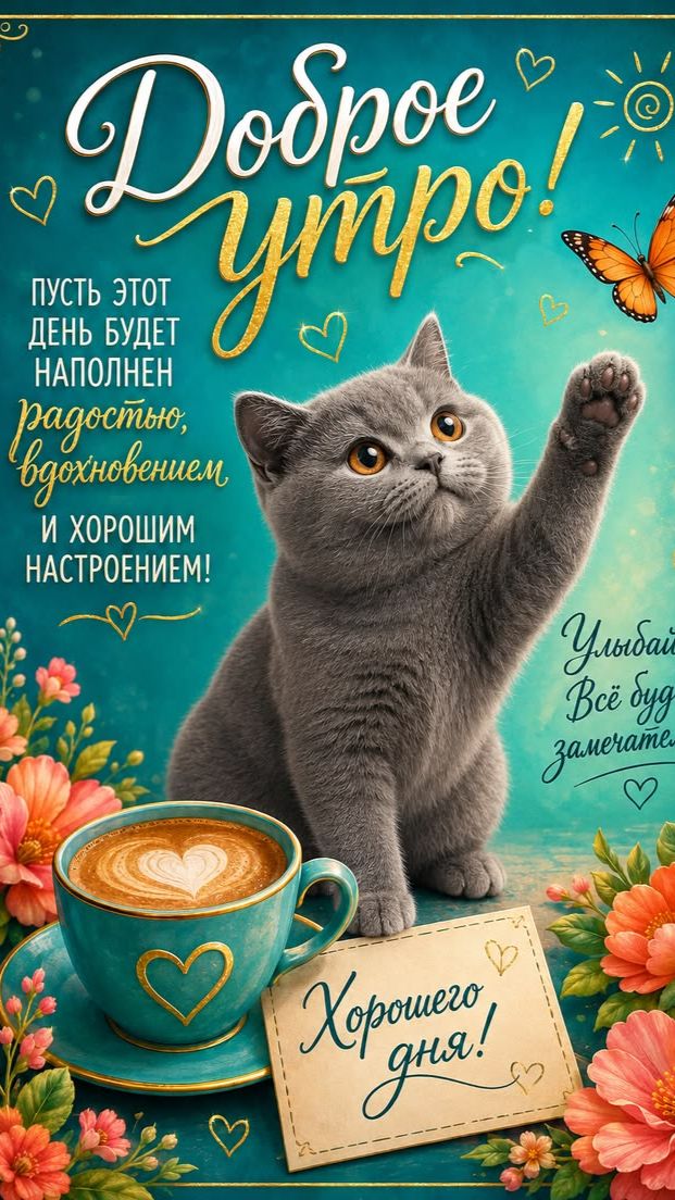 Утренние пожелания и отличный день — открытка с музыкой для ваших близких 🌅💫