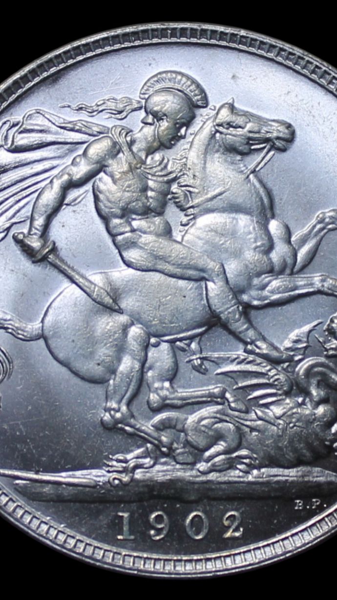 Великобритания 1 крона 1902. Эдвард VII Гурт рубчатый ! Высокое качество ! детализация