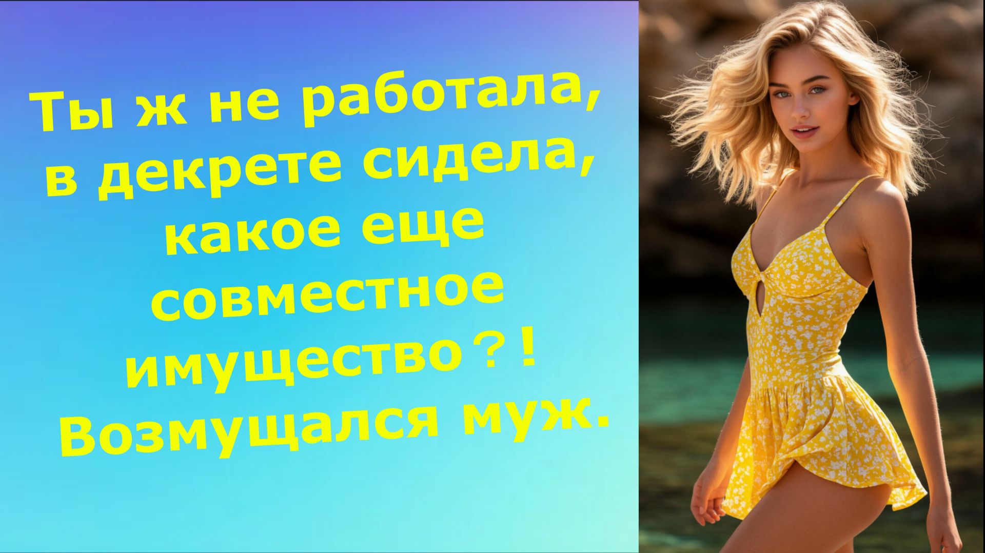 Ты ж не работала, в декрете сидела, какое еще совместное имущество？! Возмущался муж.