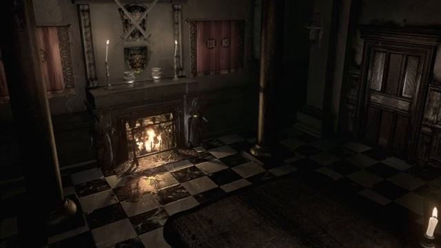 Resident Evil Clock Thunder Sound Fireplace Dining Room ASMR Ambience....