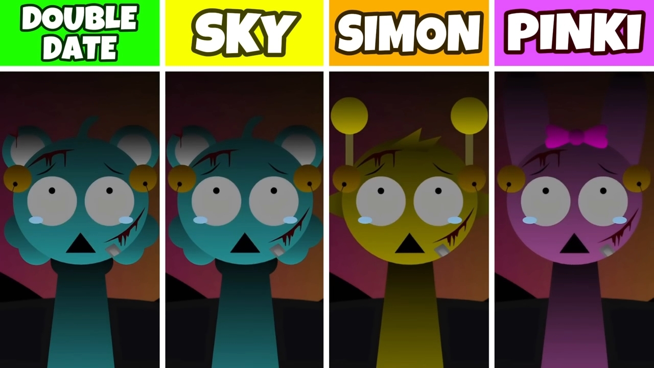 спрунки Sprunki но Durple, Funbot, Wenda, Cky, Simon и Pinki повторяют 🔁 за Double Date 🔥
