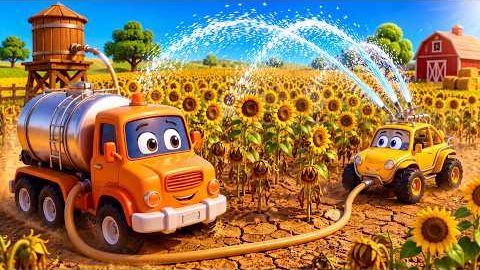 🌻💧 Солнце высушило поле! Огромная водовозка спасает подсолнухи! 🚛😱