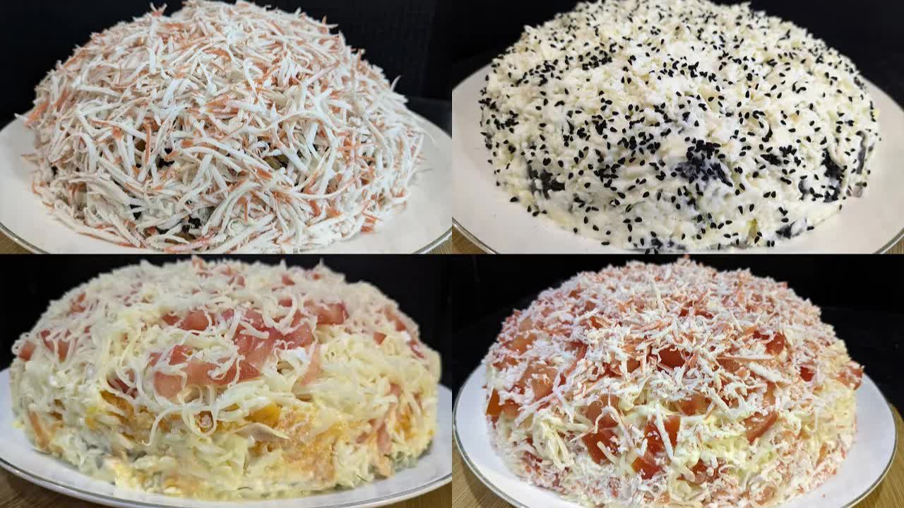 ТОП 4 САЛАТА из самых доступных Ингредиентов! Вкусные, простые салаты!