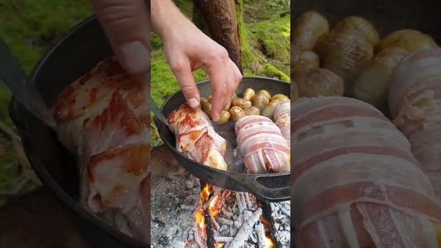 Куриное филе с начинкой у костра