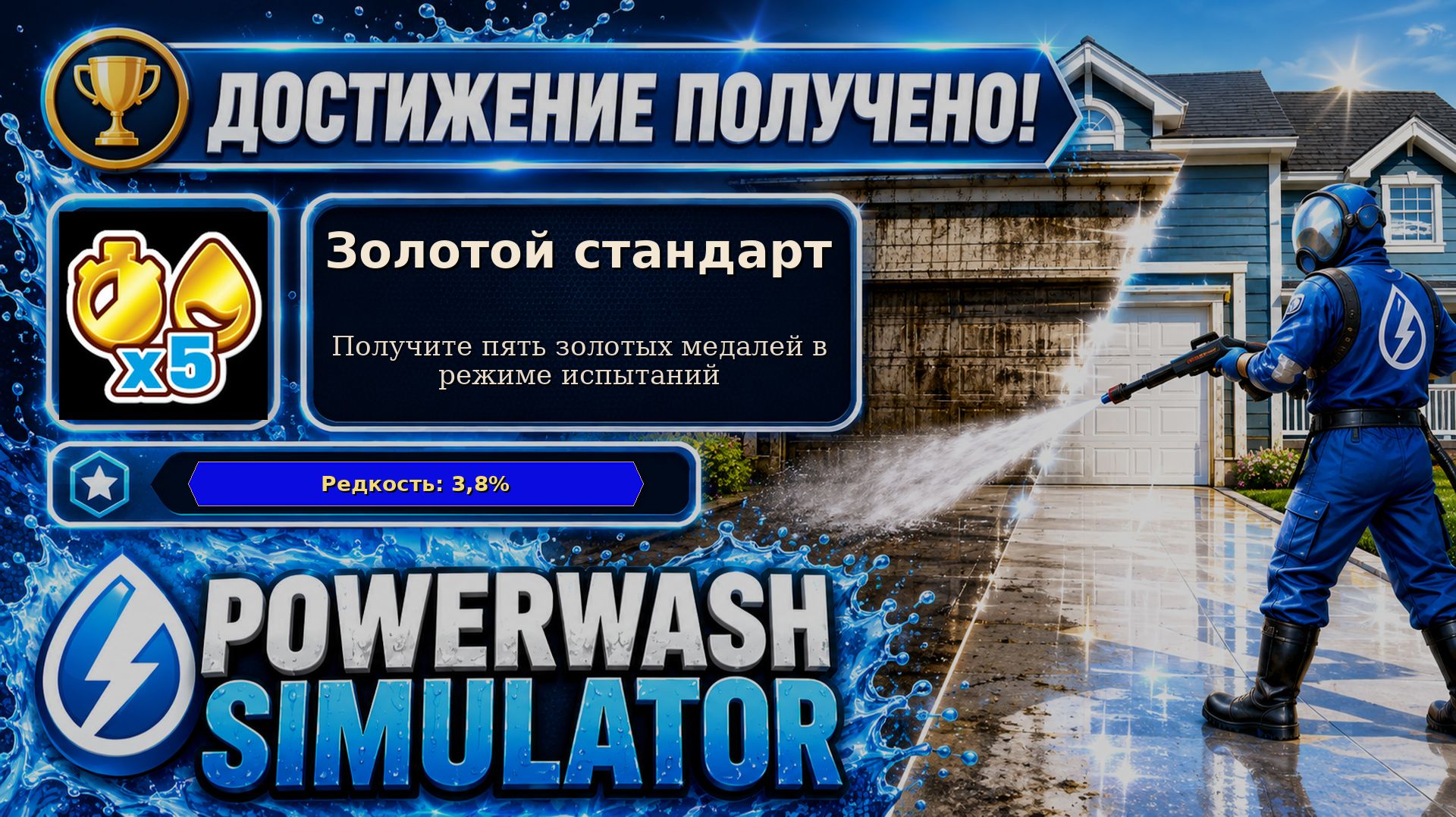 40. PowerWash Simulator — Золотой стандарт | Пятая золотая медаль | Достижение 40/100
