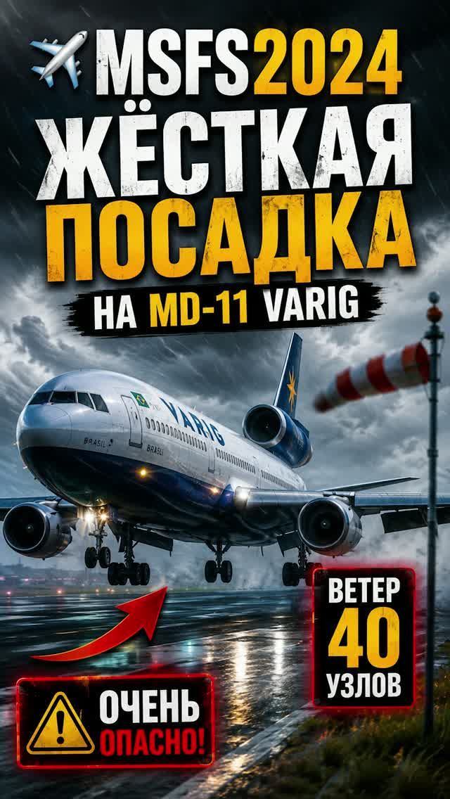 MSFS2024 ПОСАДКА ПРИ СИЛЬНОМ ВЕТРЕ НА MD-11