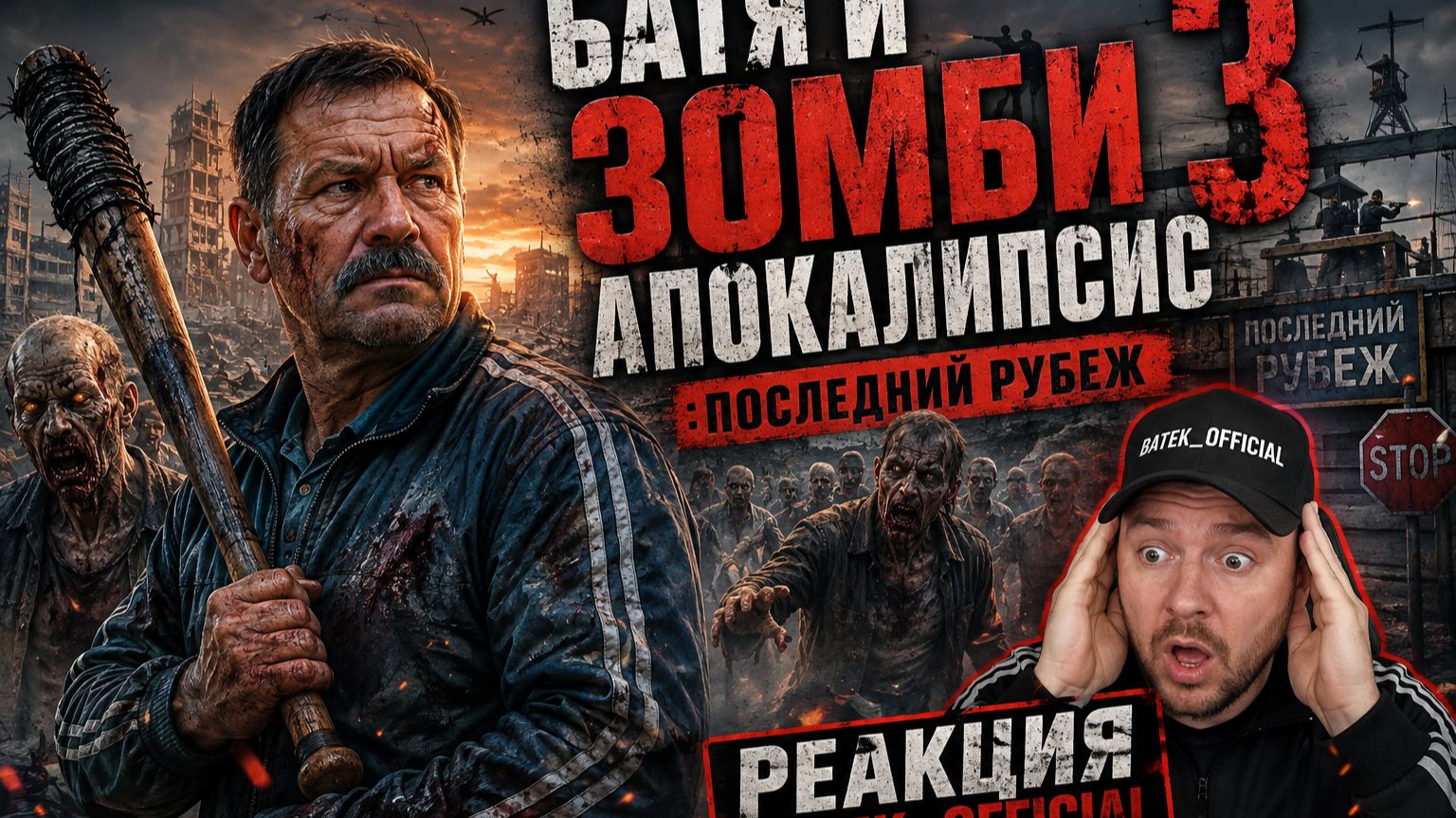 БАТЯ И ЗОМБИ АПОКАЛИПСИС 3 ПОСЛЕДНИЙ РУБЕЖ 😱🔥  Реакция BATEK_OFFICIAL