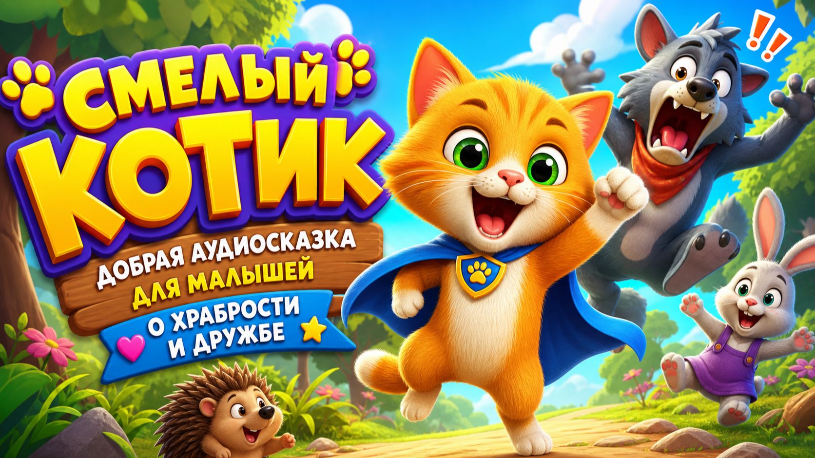 🐱🐾 Смелый Котик — добрая аудиосказка для малышей о храбрости и дружбе ✨💖