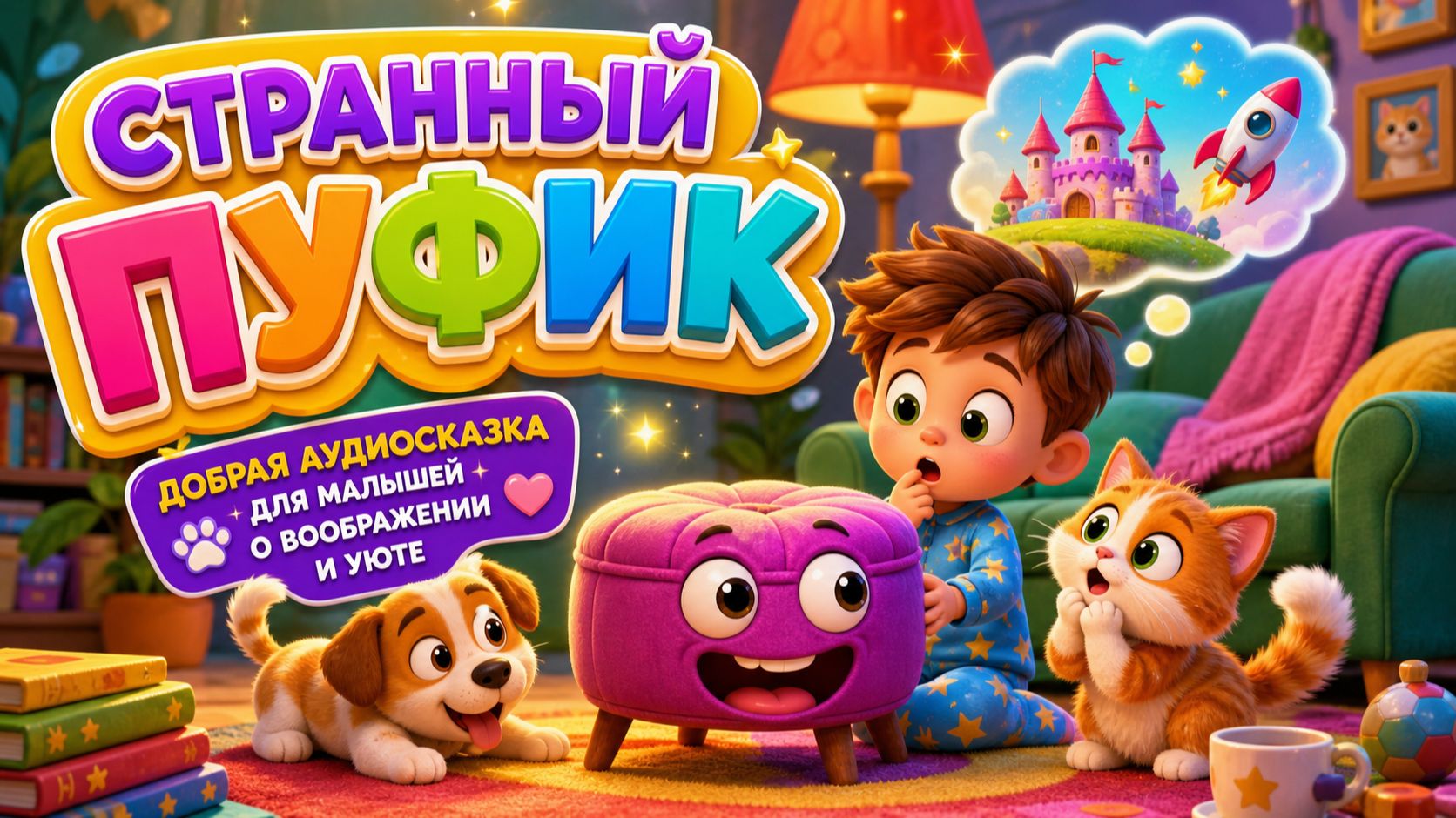 🛋️✨ Странный пуфик — добрая аудиосказка для малышей о воображении и уюте 🐾💖