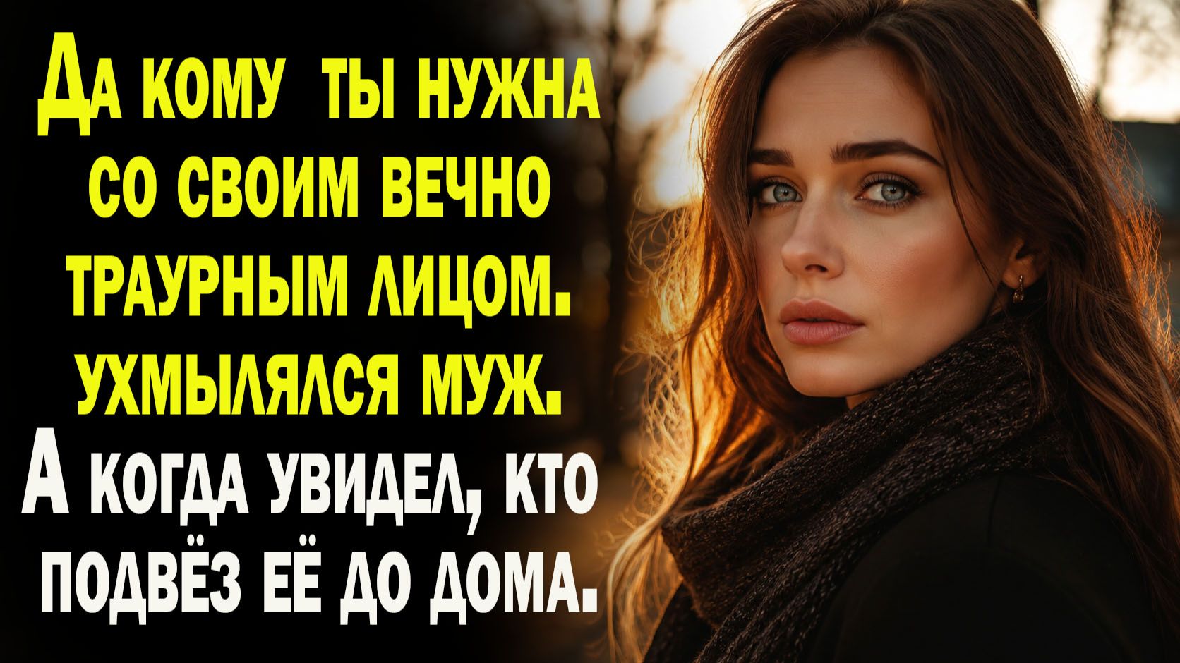 Да кому ты нужно со своим траурным лицом, ухмылялся муж. А когда увидел кто ее подвез домой