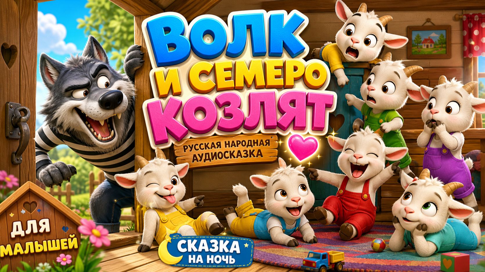 🐺🐐✨ Волк и семеро козлят — русская народная аудиосказка для малышей | Сказка на ночь 🏡💖