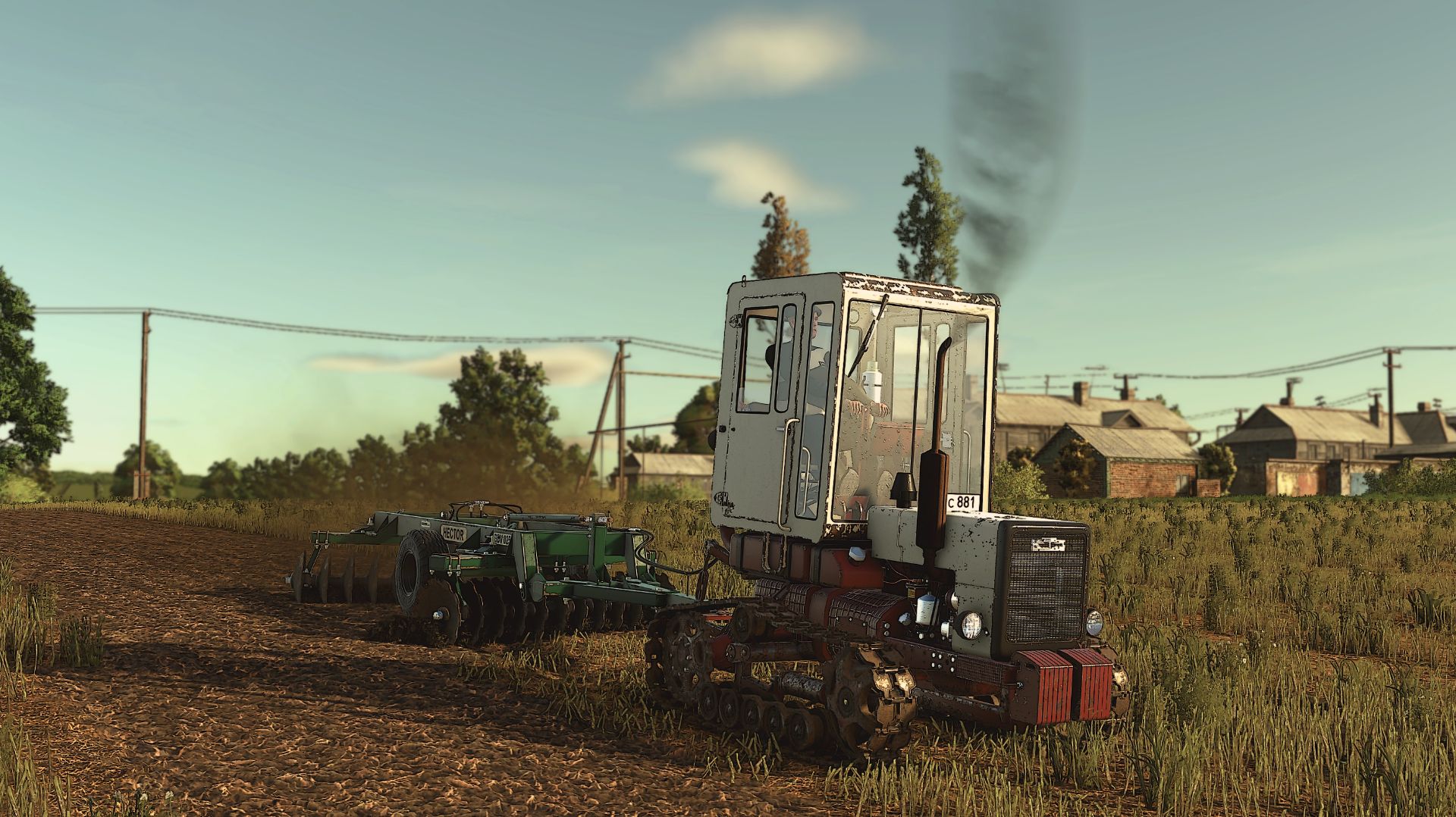 Farming Simulator 25 Сосновка. Трактор Т-70С с дисковой бороной 2,5 м. Relax Gameplay.