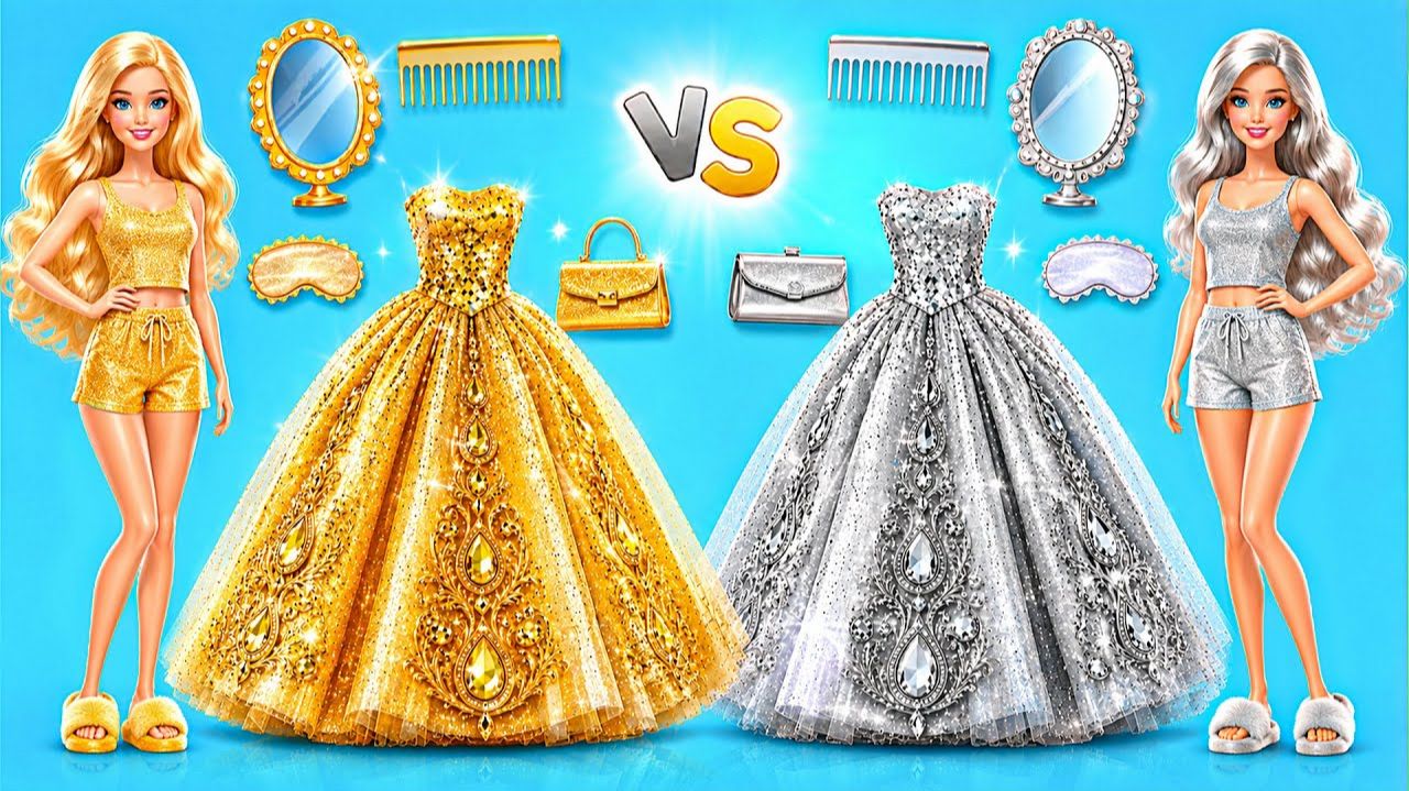 Золотая Vs Серебряная Преображение Куклы Барби