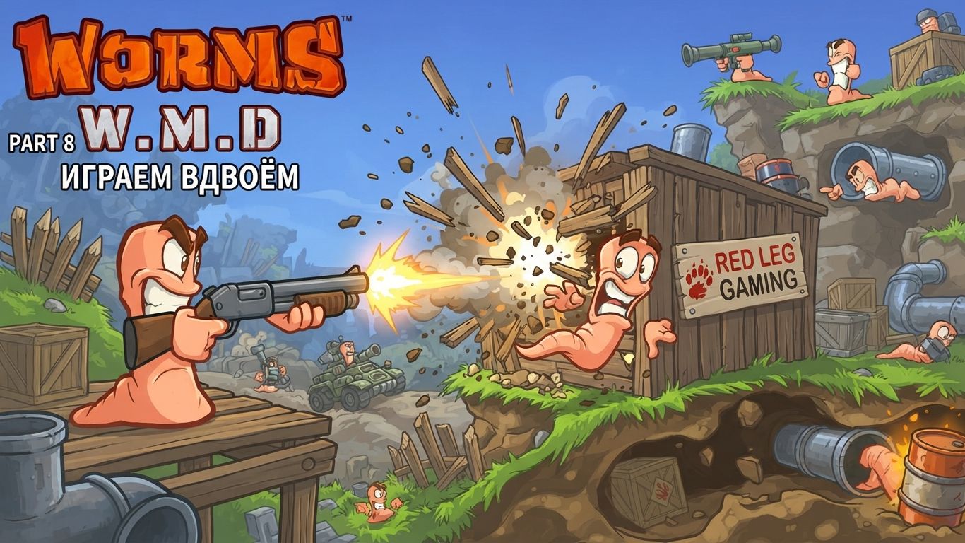 Worms W.M.D. — Part 8 — Играем вдвоём с Пахой | Четвёртая битва | PS5