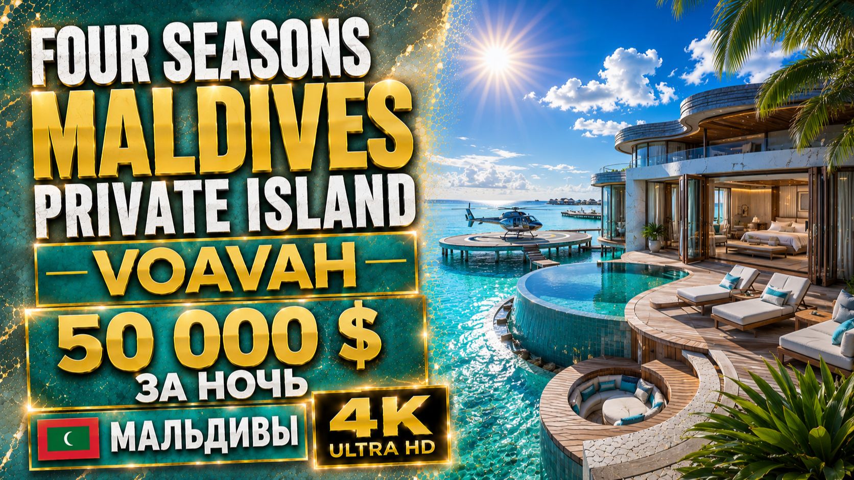 Four Seasons Maldives Private Island Voavah — 50 000 долларов США за ночь (полный тур в формате 4K)