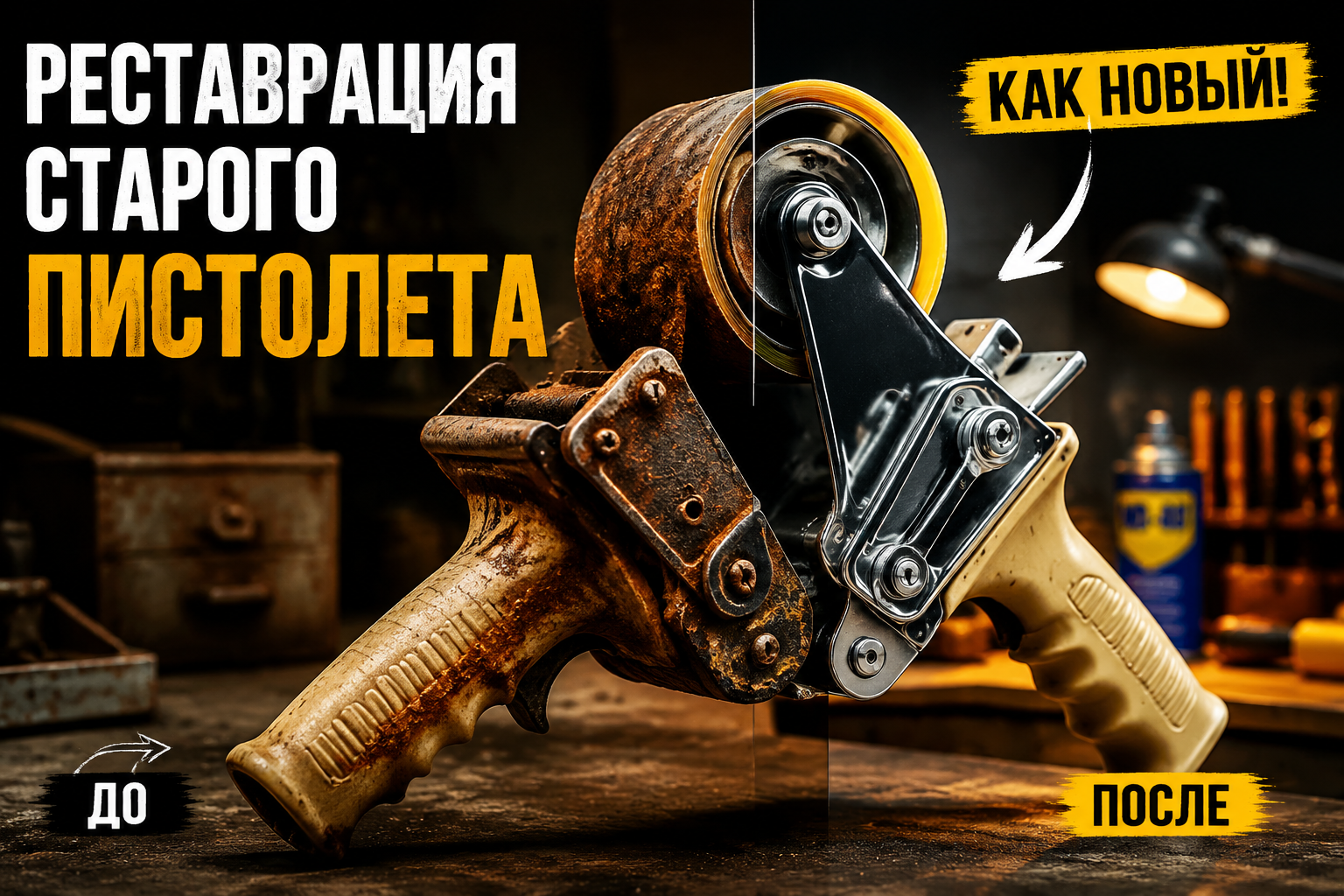 Восстановление ржавого винтажного диспенсера для клейкой ленты