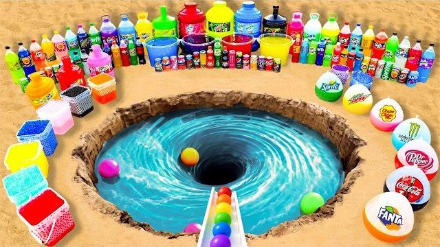 Гигантская «извергающаяся» зубная паста из Coca-Cola, Mtn Dew, Fanta, популярных газированных напитк