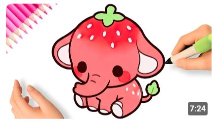 КАК НАРИСОВАТЬ ПРОСТОГО КАВАИ СЛОНА-КЛУБНИКУ 🍓🐘