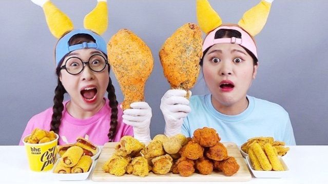 Гигантский сырный шарик из жареной курицы Мукбанг