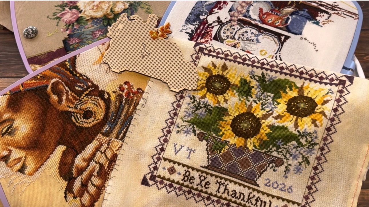 Вышивка крестом/«Sunflowers Sampler»от С.Ортон/Старт»Осенняя машинка» от ГВ/СП/Планы до конца года.