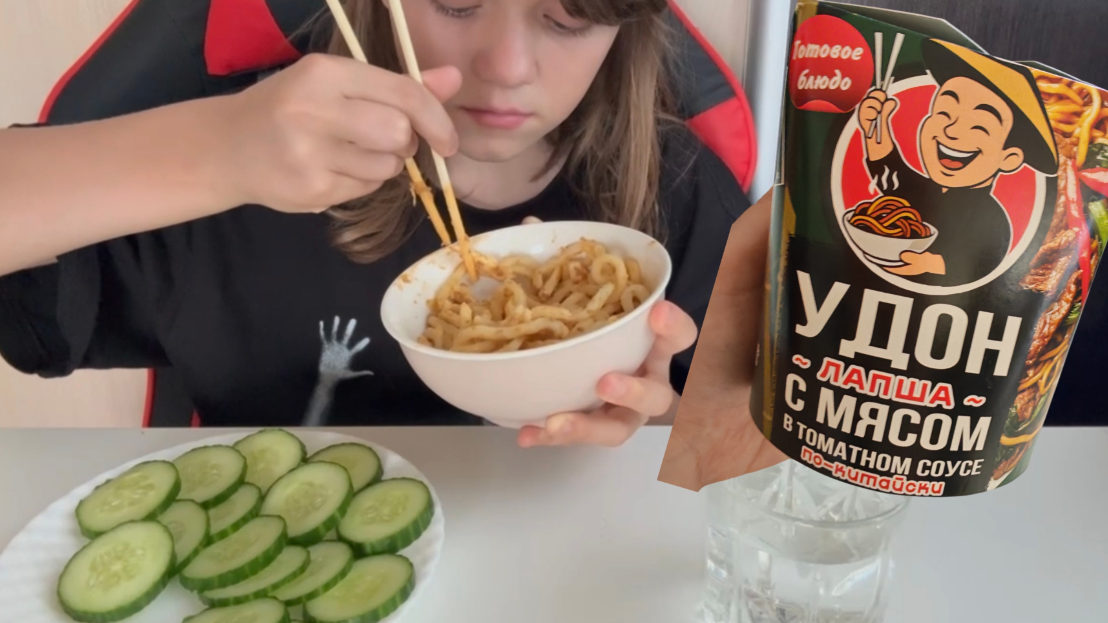 Мукбанг лапша Удон 🍜 , огурцы 🥒 | Еда на камеру | Mukbang ASMR