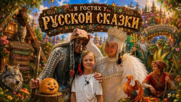 В ГОСТЯХ  У РУССКОЙ СКАЗКИ /КОЛОБОК , БАБА ЯГА И ПУП ЗЕМЛИ / ТРИ БОГАТЫРЯ И ЛУКОМОРЬЕ